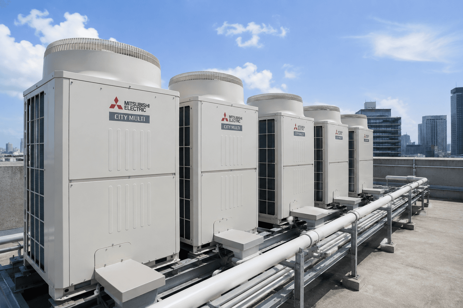 Multiple Mitsubishi Electric VRF outdoor units
